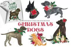 Holiday Dogs Christmas Watercolor Clipart Illustrations Product Image 1