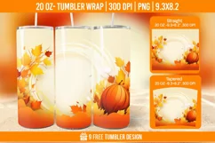 Pumpkin Tumbler Sublimation Wrap, 20 oz Fall Tumbler Wrap Product Image 1