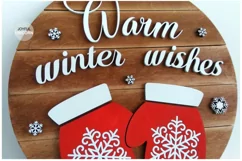 Warm Winter Wishes Sign SVG | Christmas Door Hanger SVG file Product Image 3