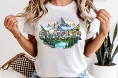 Glacier National Park PNG, Vintage Mountain Lake Sublimation Product Image 7