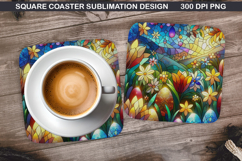 Flower Coaster Sublimation, Easter Coaster PNG Design Product Image 1