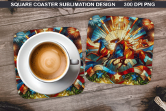 Unicorn Coaster Sublimation, 4th Of July Coaster PNG Design Product Image 1