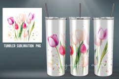 Watercolor Tulipa Tumbler Wrap Sublimation Designs |PNG Product Image 6