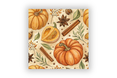 Pumpkin Spice Digital Paper Pack, Seamless Watercolor Product Image 6