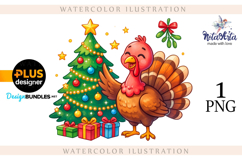 Christmas Turkey: Festive Watercolor Charm Product Image 1