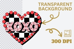 XOXO Checkerboard Heart PNG | Valentine’s Day Retro Heart Product Image 3