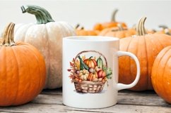 Fall Vegetables in Basket, Watercolor Vegetables, Autumn Product Image 6