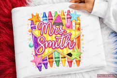 Mrs Smith Teacher PNG, Colorful Crayon Star Shirt Graphic Product Image 2