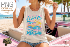 Livin on Lake Time png, Girly Pontoon Boat Design Product Image 3