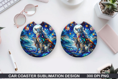 Foxes Wolves Car Coaster Sublimation| Foxes Coaster PNG Product Image 1