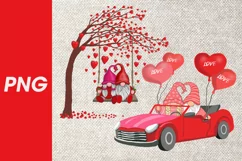 valentine's day gnomes in a png car gnomes with hearts png Product Image 1