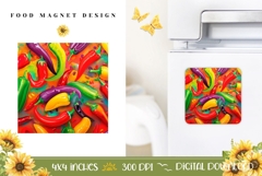 Colorful Pepper Magnet Design, Chili Peppers Magnet Template Product Image 1