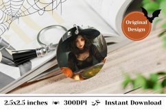Halloween Round Keychain, Halloween Witch Round Keychain Product Image 1