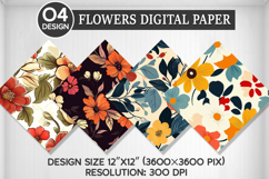 Flowers Seamless Digital Paper, Flowers Background Product Image 1