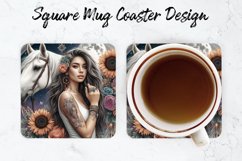 Girl with Horse Mug coaster | Coaster | Sublimation Design Product Image 1