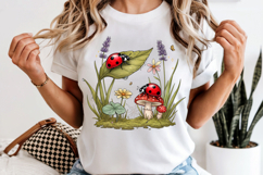 Ladybug Mushroom PNG, Botanical Lavender Sublimation Design Product Image 6