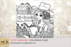 Farmgirl Coloring Pages for Kids: Summer Farm Life png Product Image 1