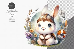 Bunny Viking clipart, Fantasy clipart, Nursery sublimation Product Image 1