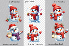 Snowman Christmas Clipart. Cute Winter PNG Set Product Image 3