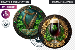 Saint Patrick Clipart Celtic Irish PNG round coaster Product Image 1