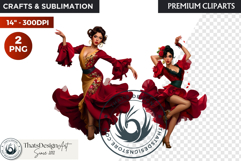 Spanish Flamenco dancer woman Clipart, Sevillana Product Image 1