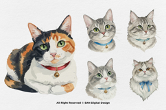 15 Bundle Watercolor Cats Face Kitten Fluffy Pet Funny Stick Product Image 6