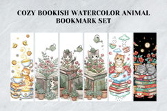Cozy Bookish Whiskers Bookmark Set,Watercolor Reading Animal Product Image 6