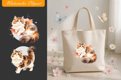 Watercolor Fluffy Calico Cat Bundle PNG Product Image 1