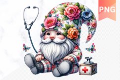 Floral Nurse Gnome Sublimation - Gnome Clipart Design Product Image 1