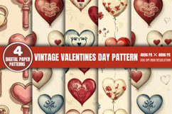 Vintage Valentines Day Pattern Paper PNG Product Image 1