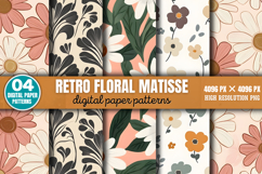 Retro floral matisse Digital Paper PNG Product Image 1