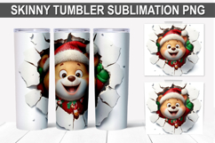 Christmas Bear Tumbler Wrap PNG - Festive Bear Design Product Image 1