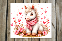 Valentine animals | horse Skinny tumbler sublimation design Product Image 2