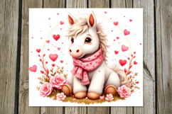Valentine animals | horse Skinny tumbler sublimation design Product Image 2