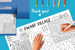 Dwarf village coloring activity play mats. Fantasy placemats Product Image 6