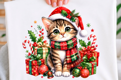 Cute Santa Christmas Kitten T-shirt Png Product Image 1