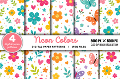 Neon Colors Digital Paper Pattern JPG Product Image 1