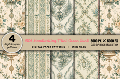 Old Handwriting Mint Green Junk Journal JPG Product Image 1