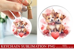 Dog Valentine&#039;s Day Keychain Sublimation PNG Design Product Image 1