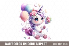 Watercolor Unicorn Clipart, Watercolor Clipart Product Image 1