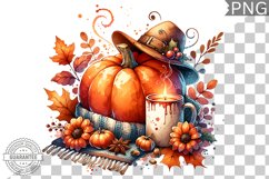 Pumpkin Flowers Sublimation - Clipart PNG Design Product Image 1