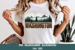 Washington PNG, Vintage Mountain Lake Forest Sublimation Product Image 6