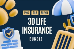 3D Life Insurance Icon Bundle Product Image 1