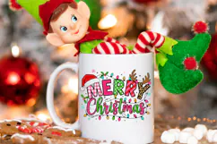 Glitter Merry Christmas Png Sublimation Retro Clipart Product Image 6