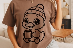 A Goose Drinking Coffee Svg, Cute Goose Svg, Cozy Vibes Svg. Product Image 6