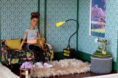 Dollhouse wallpaper green damask ornament vintage look digit Product Image 6