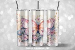 Butterflies Flower Shabby Chic Tumbler Wrap Sublimation Product Image 2