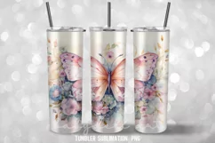 Butterflies Flower Shabby Chic Tumbler Wrap Sublimation Product Image 2