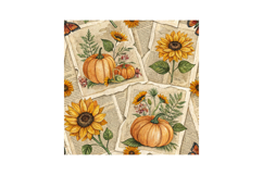 Pressed Sunflower &amp; Pumpkin Fall Journal Seamless Pattern Product Image 6