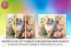 Cat Tumbler Sublimation Wrap Watercolor Seamless Product Image 1